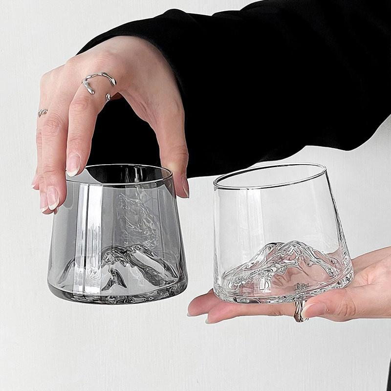 Japanese Style Mountain Glass Cold Drink Cup Coffee Milk Mug Glass Cup Mount Viewing Cup Snow Mountain Scenery Whiskey Cup