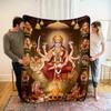 Coperta in Flanella Reversibile per Tutte le Stagioni con Stampa della Dea Indiana Durga, Stile Contemporaneo, Stampa Digitale, Tessuto per Casa e Ufficio