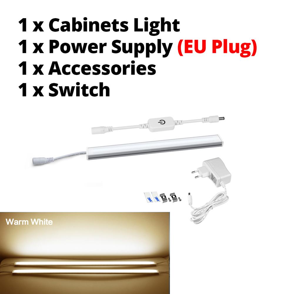 

Настільне освітлення з можливістю затемнення Сенсорний сенсор Сходи Кухня під шафою Світлодіодна лампа Гардероб Ліжко з розеткою ЄС 30CM