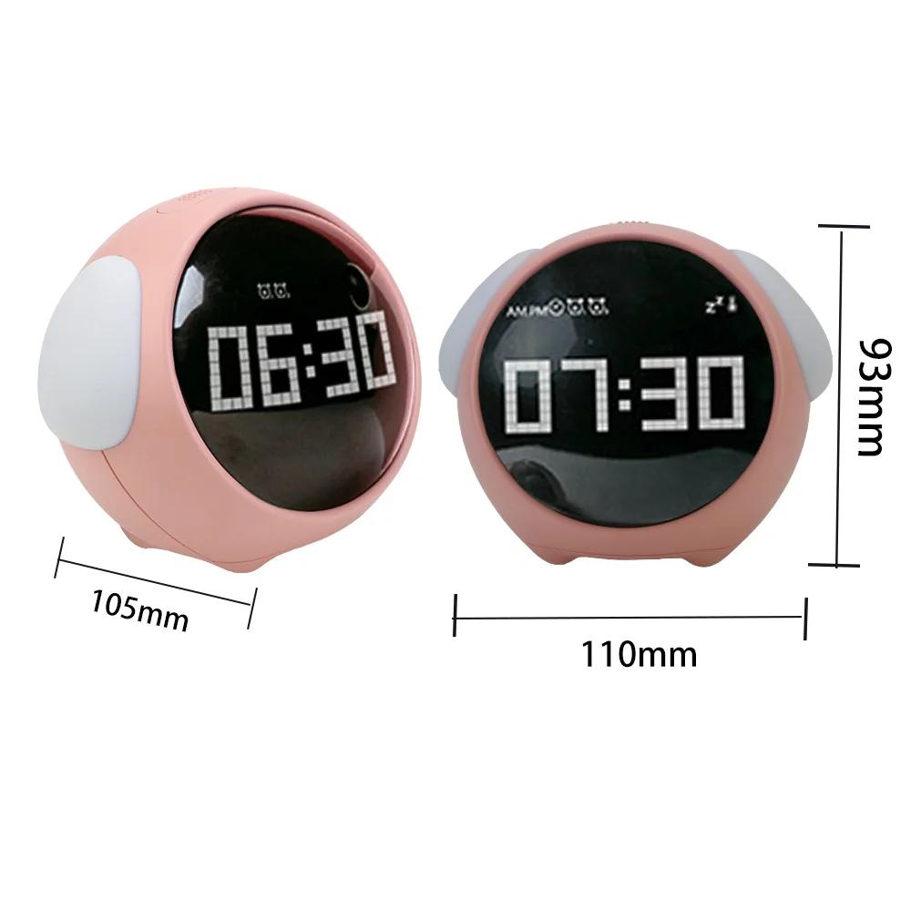 Night Light Cute Expression Alarm Clock Child Clock for Bedroom Voice Controlled Light Multifunctional For Home Thermometer
