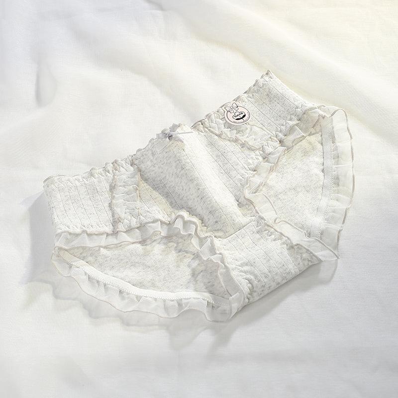 Girl Spring and Summer Lace Cartoon Print 10A Antibacterial Inner Crotch No Trace Briefs
