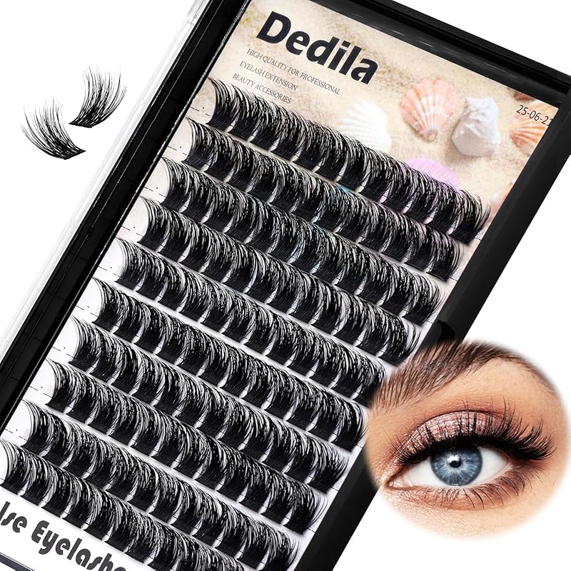 120 Clustered Individual False Eyelashes Wide Stem D Curly Hair Handmade Dramatic Black Soft Lightweight 5D Thick Eyelash Extension Thick Bottom 10mm