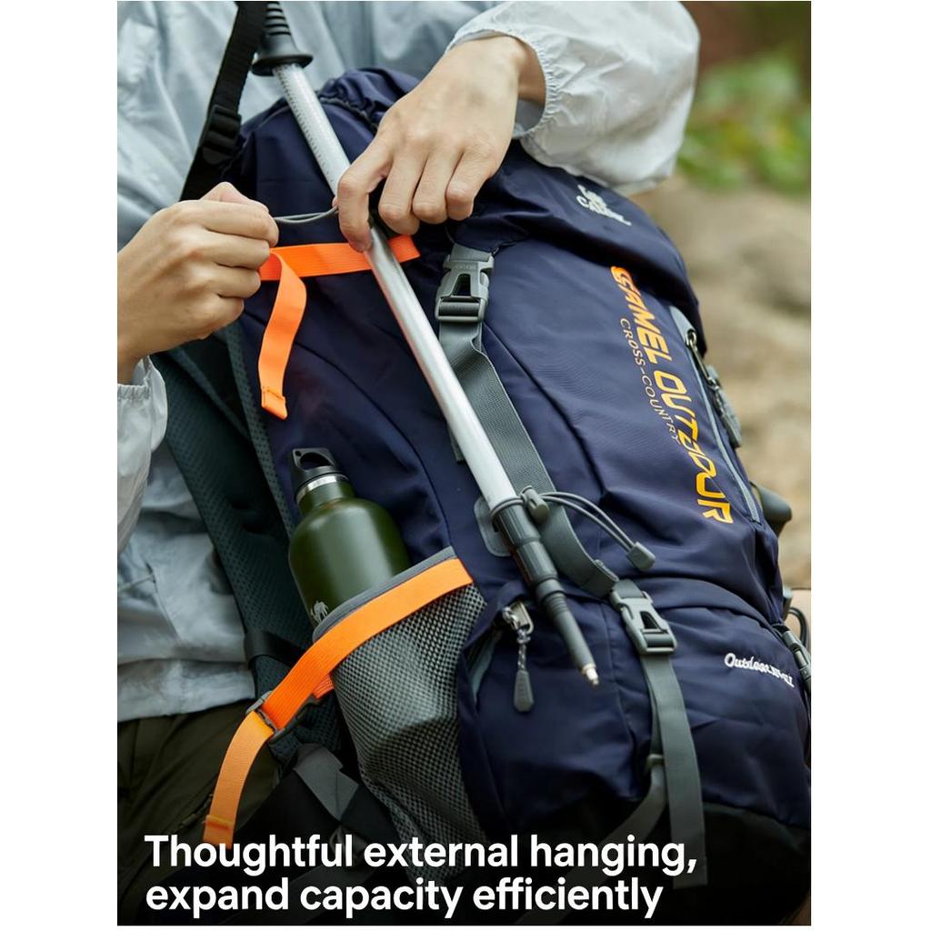 Camel Hiking Backpack, Large Capacity, Multi-Functional Design, Travel Model 7S3AC3034A, Navy Blue, 65*34*25cm
