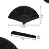 Bliingdom Black Folding Hand Classic Style Fan Fabric Bamboo Ribs Hand Held Chinese/Spanish Foldable Fan for Wedding, Party Favor, Performance,