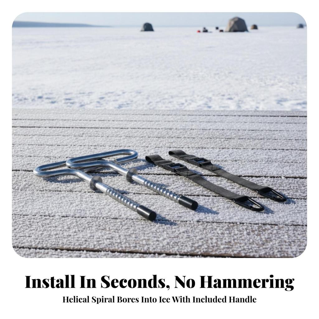 Ice Fishing Tent Anchor Kit with Cam Straps Heavy-Duty Shelter Tie down