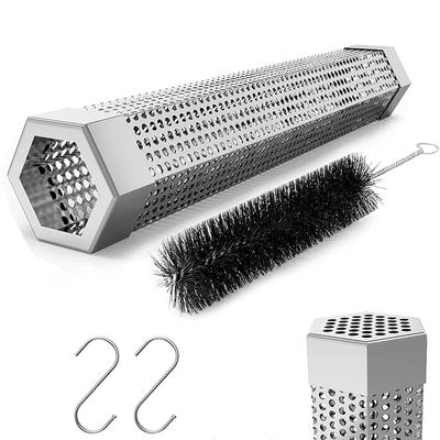 Tubo affumicatore a pellet esagonale 12 pollici Acciaio inossidabile BBQ Tubo affumicatore a pellet per affumicatura a freddo/caldo 5 ore JT185
