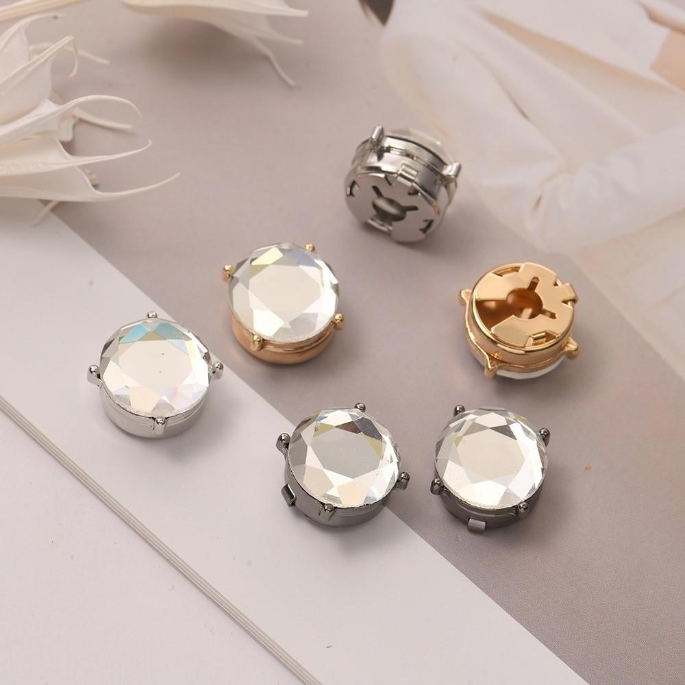Brass Base Flower Sleeve Button Rhinestone Button Cover Clip  Blouses Shirt Accessories