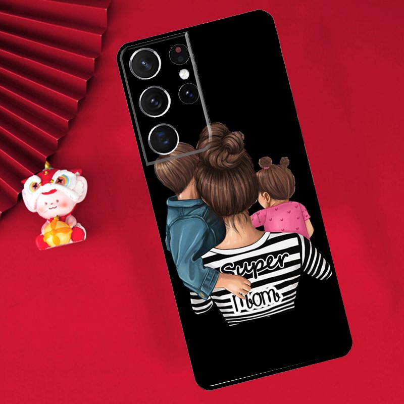 Super Dad Mom Baby Girl Twin Case For Samsung Galaxy S26 S25 S24 Ultra S21 S20 S22 S23 Ultra S10 Plus S25 FE Cover Funda