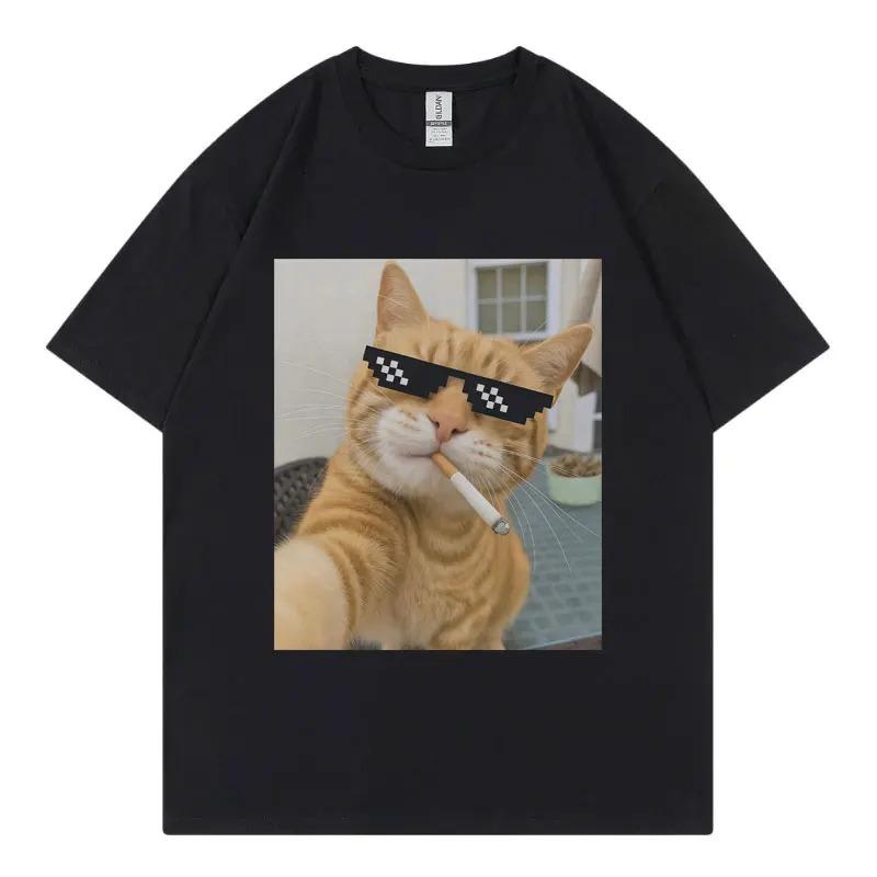 Cool Cat Fashion Casual Short Sleeve Streetwear Apparel Unisex Harajuku Y2K Fashion Casual Loose Cotton Summer New TShirt