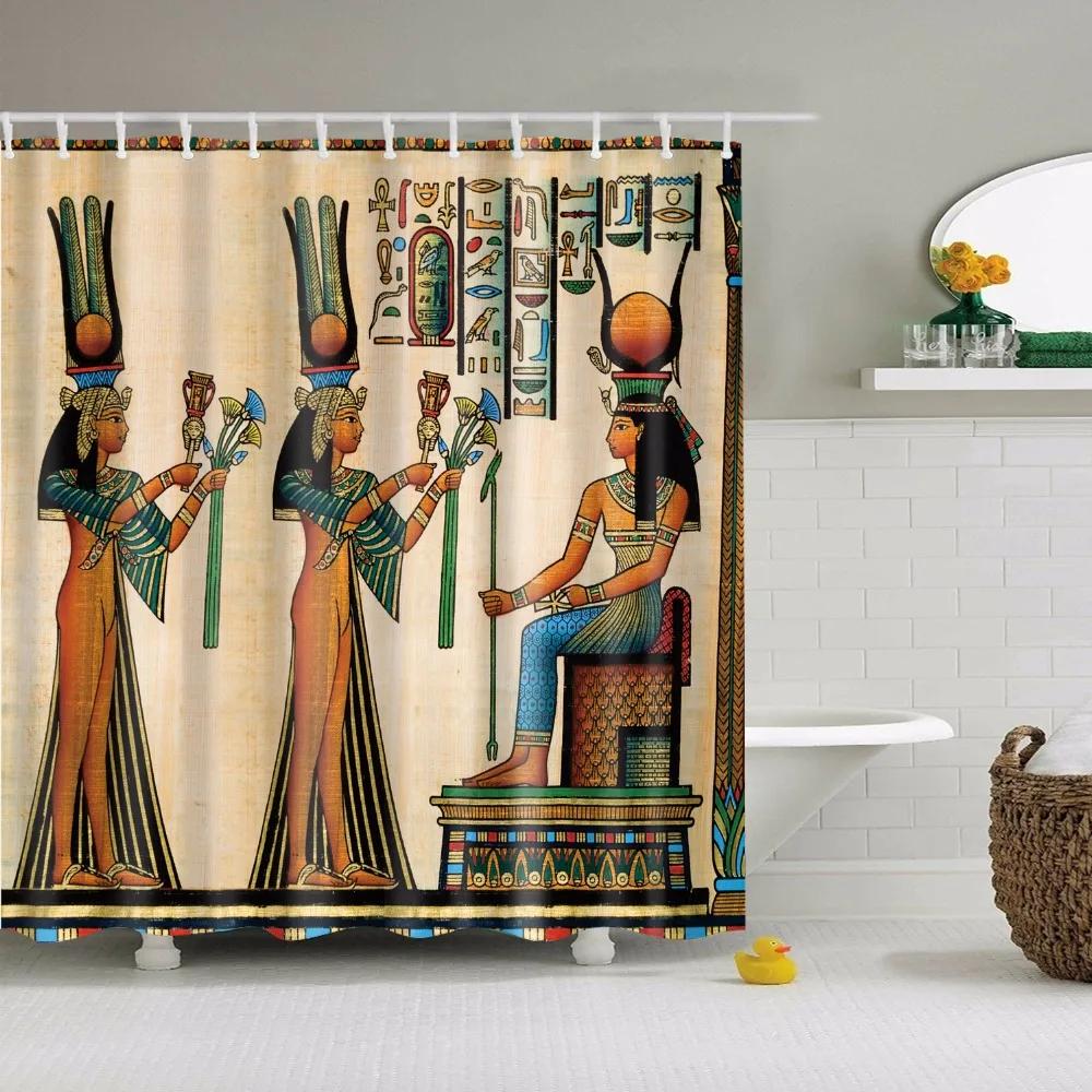 African Style Tribal Pattern Portrait Shower Curtains Valance Curtains Fabric Waterproof Polyester For Bathroom Curtain Hooks