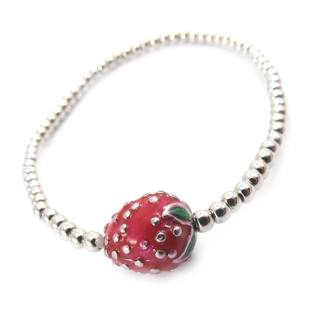 Les Trésors De Lily [J8547] - Silver Red 'Strawberry' Designer Bracelet