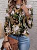 2026 New Women's Fashionable Long-Sleeved T-Shirt with Retro Floral Pattern, Perfect for Everyday Wear and Stylish Outfits