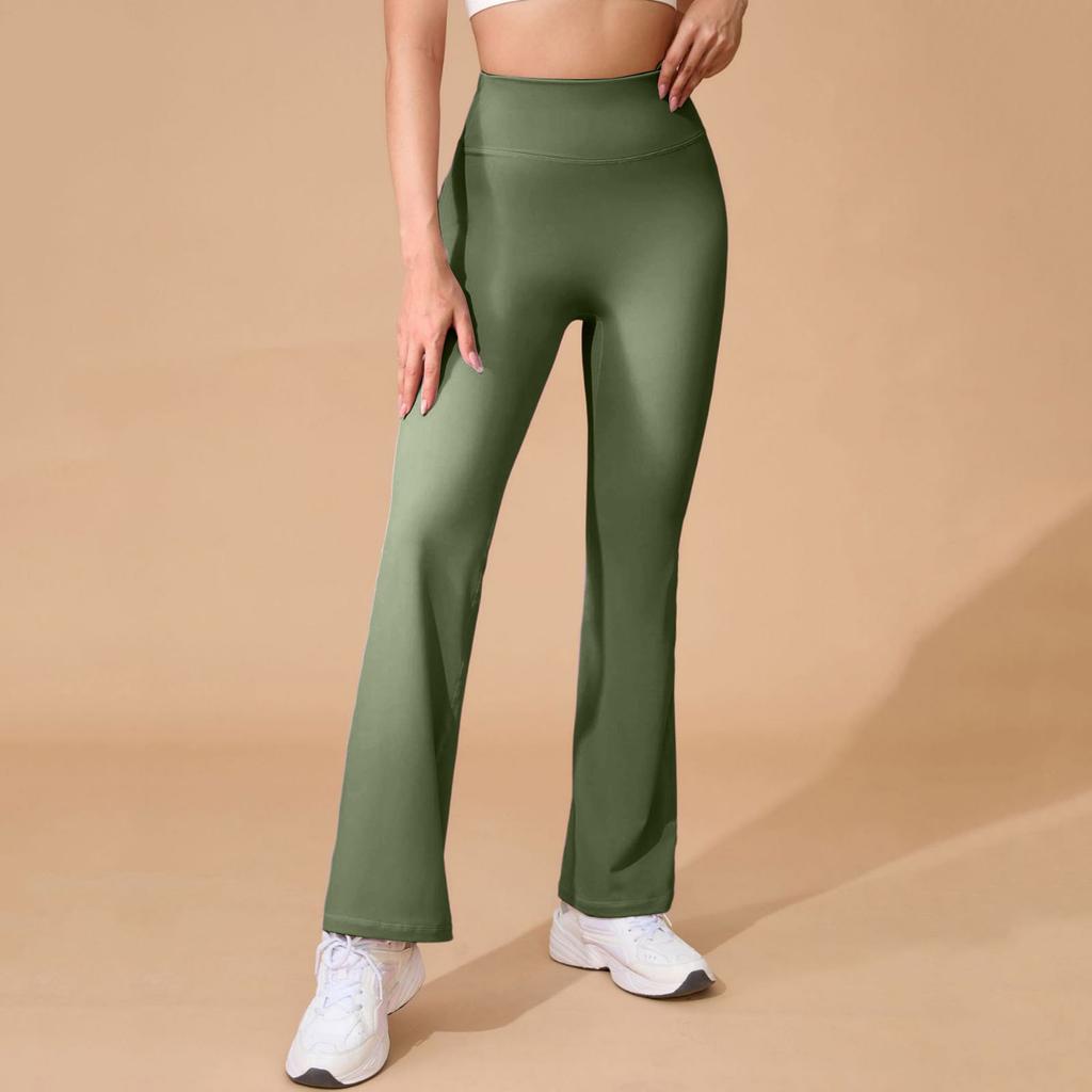Women's Yoga Tight Pants Outdoor Sports Fitness Flared Pants With Pocket Crowns