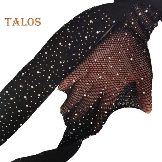 Women Sexy Pantyhose Shiny Rhinestone High Elasticity Anti-slip Ultrathin See-through Hollow Out Fishnet Soft Skinny Party Club Pantyhose