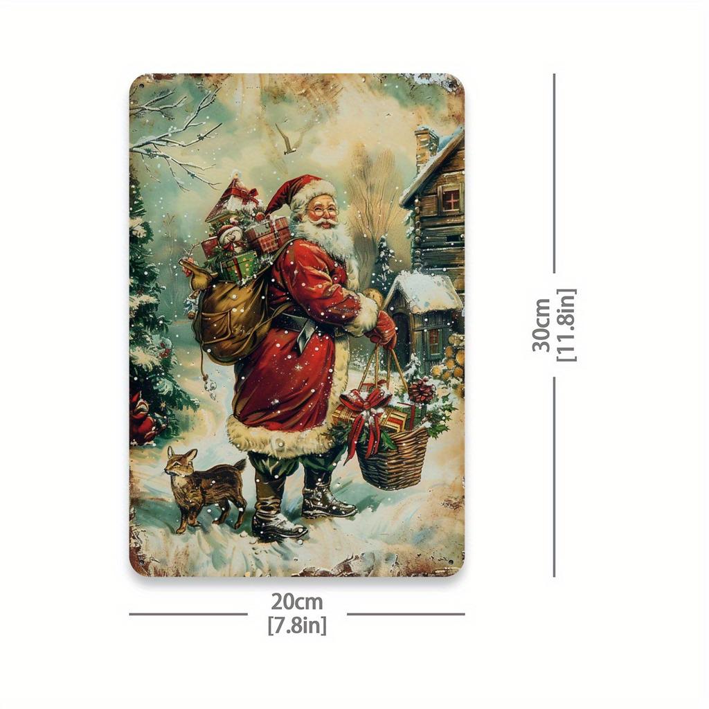 D Flat Vintage Santa Claus Metal Tin Sign Classic Iron Wall Art for Home Cafe Garage Decor x Inches