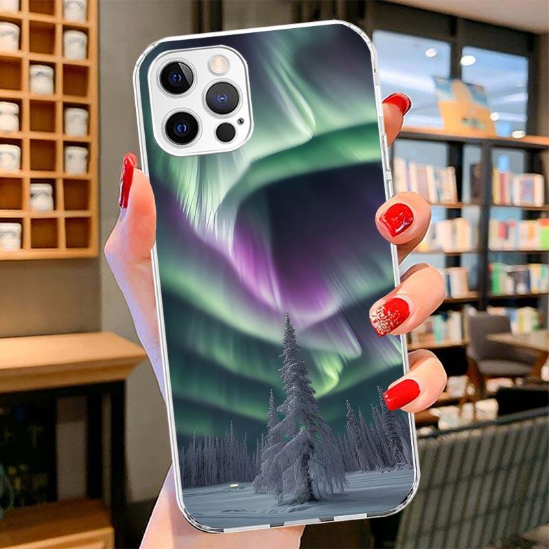 Landscape Winter Light Snow Cover Phone Case For iPhone 16 17 Air 15 14 Pro Max 16E Phone Case 13 Mini 12 11 7 SE 8 Print Patter