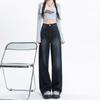 Women's High Waist Wide Leg Jeans Vintage Washed Straight Leg Denim Pants Casual Loose Floor Length Trousers