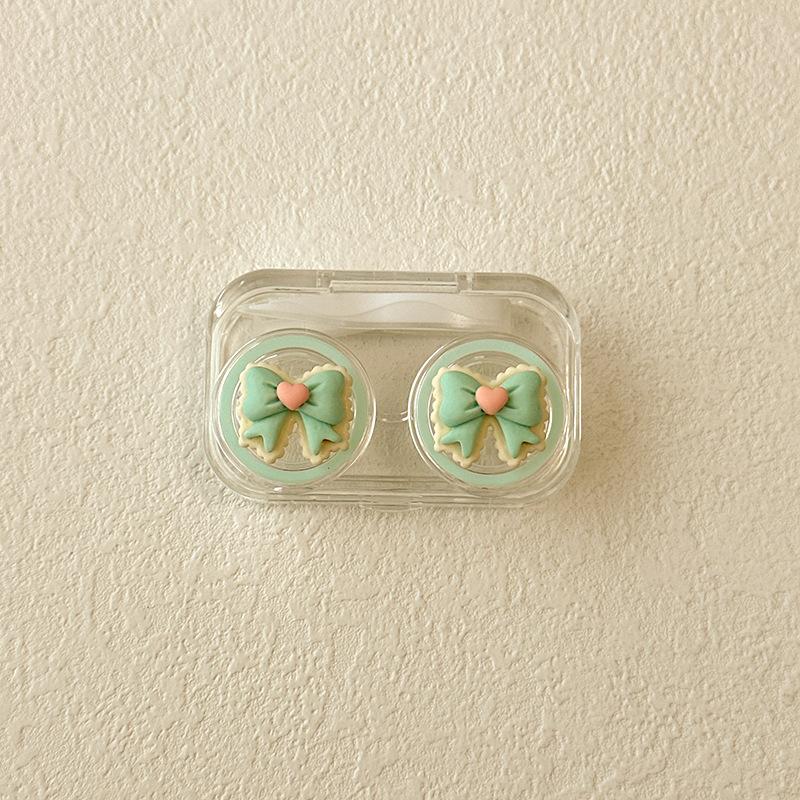 Contact Lens Cases Cute Transparent Pink Bow Contact Lens Case Girl Portable Beauty Pupil Box Storage Eye Care Container Box