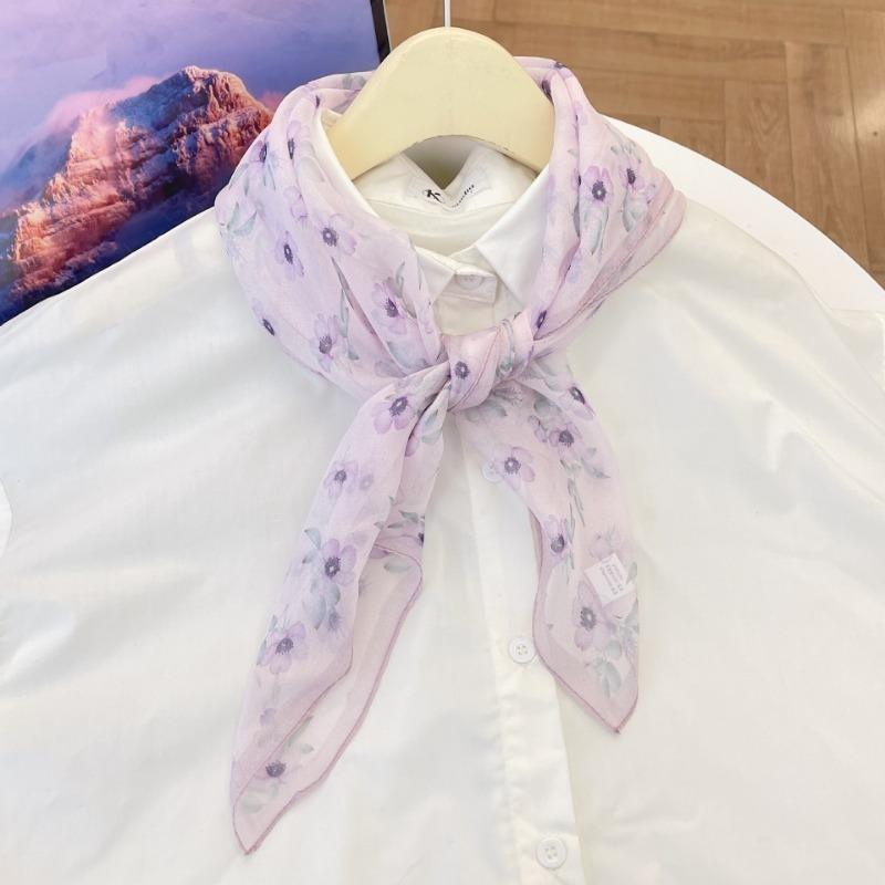 

Весенне-летняя новинка шифоновый шелковый платок женский шелковый квадратный платок тонкий дышащий маленький шелковый платок универсальный платок 65cm