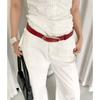 Red Jeans Belt PU Women's Waistband Fashion Needle Buckle Belt  Decoration Belt