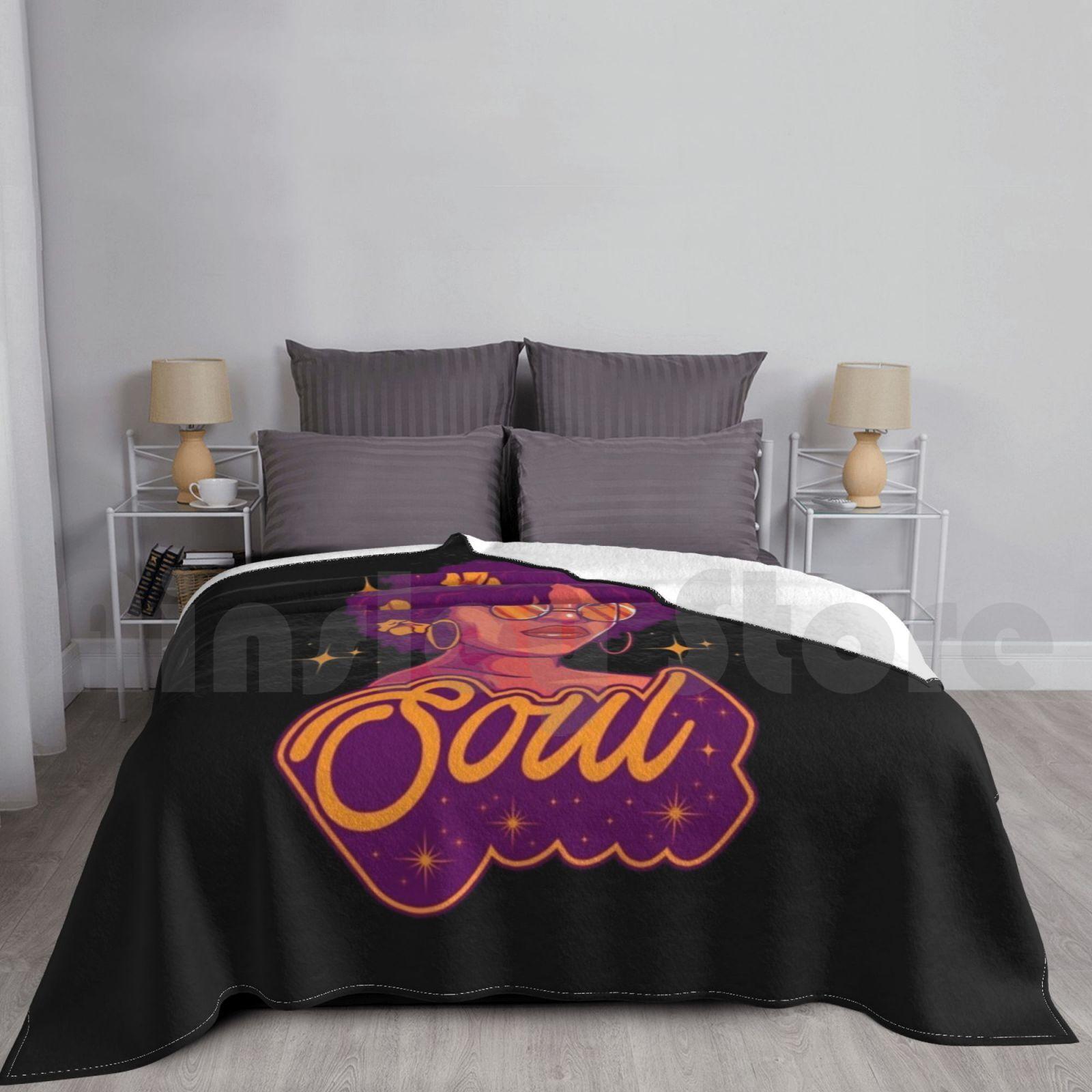Soul Blanket For Sofa Bed Travel Soul 70s 80s Retro Vintage Afro African American Afro Woman Disco Aesthetic Old Size: 75*100cm, Weight: 230 GSM