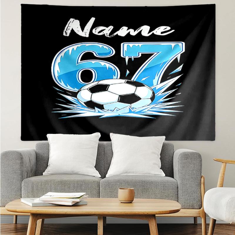 Custom Name 67 Print Tapestry, Backdrop, Easy Setup, Ideal for Bedroom, Office & Living Room, with Aesthetic Wall Hanging Decor.