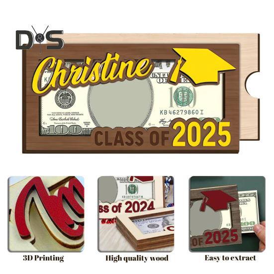 Graduation Gift Money Holder Wooden Class of 2025 Cash Holder Graduation Cash Gift Holder Keepsake for High School College University Graduates