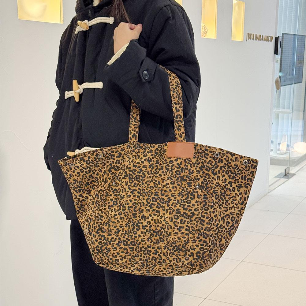 GNB TRD_1619 Daily Leopard Canvas Big Tote Bag