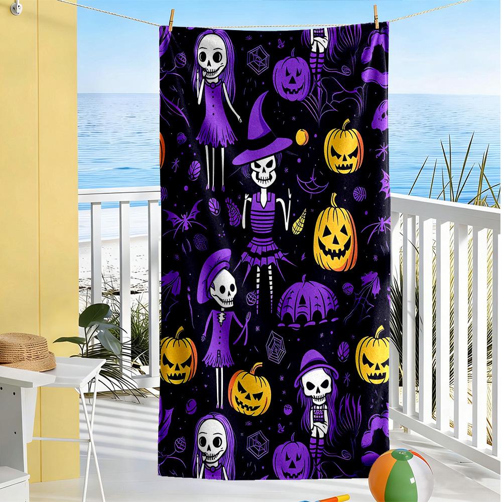 Halloween Beach Towel Super Soft Microfiber Quickdry Fabric Comfortable Lightweight