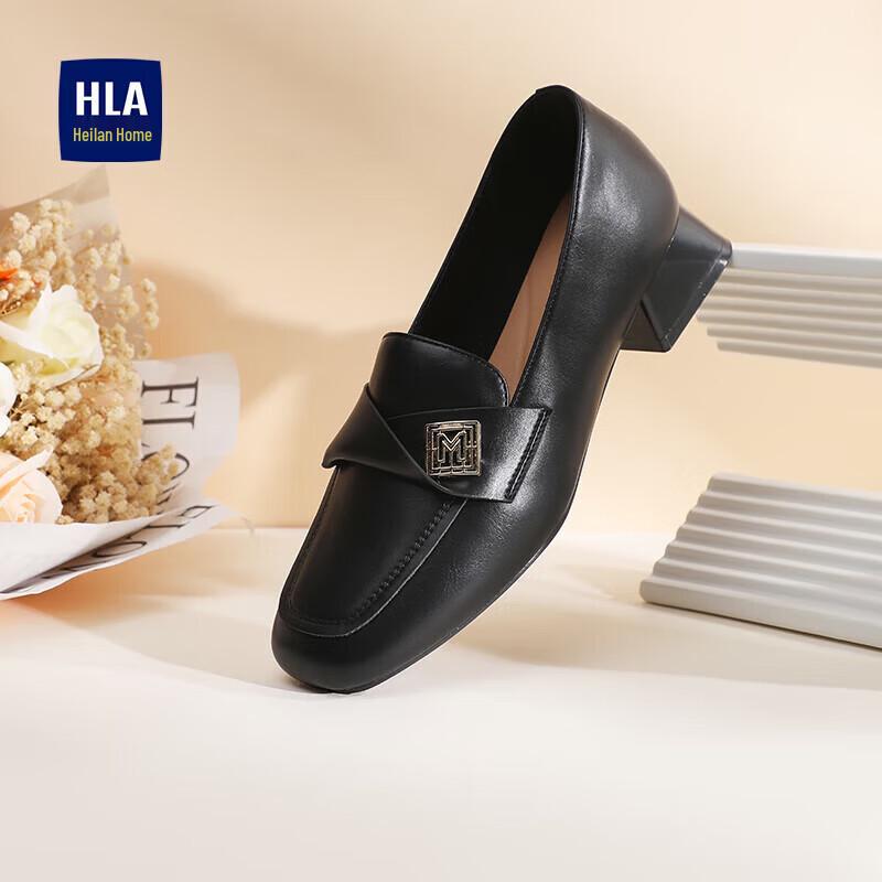 HLA Women s Chunky Heel Commuter Loafers 36 чёрный