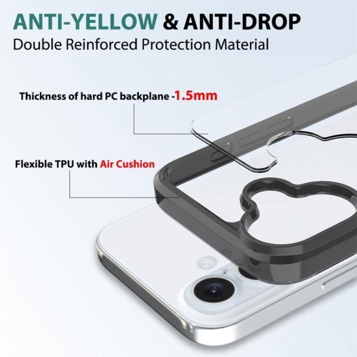 Coque de protection pour iphone 16 - booling - transparent - dos rigide - anti-rayures
