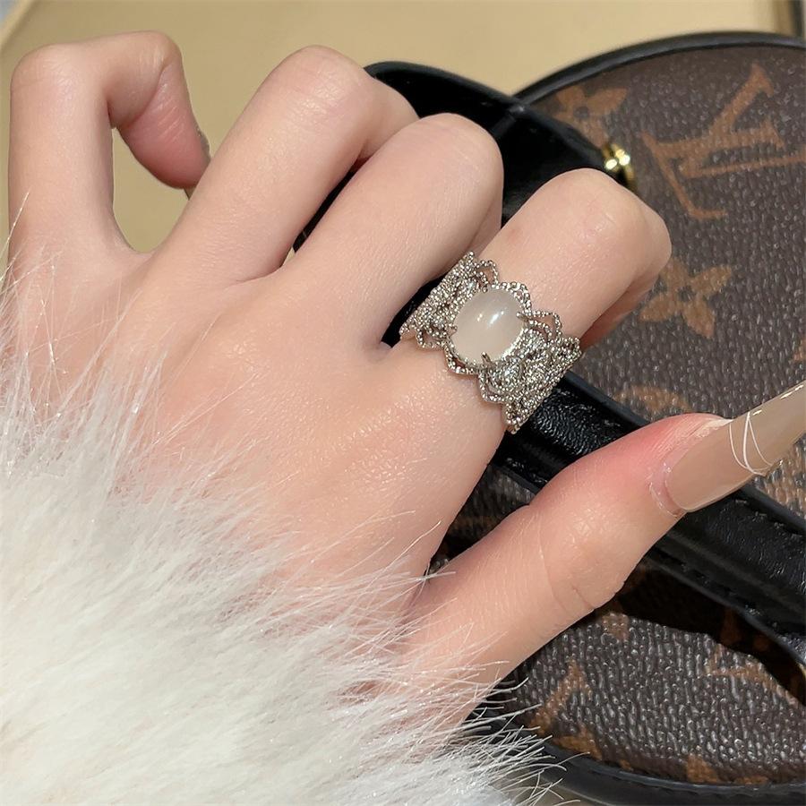 Over 120 Styles Korean style zircon diamond ring women's 925 sterling silver spring and summer niche light luxury high-end index finger ring open ring