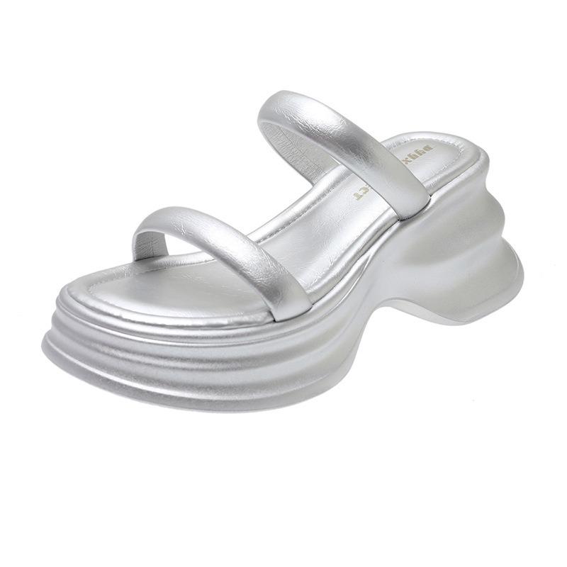 Slippers Women's Summer Outer Wear Fashionable Thick Bottom with Skirt Height Increase New High-end High-heeled Beautiful Cool Slippers