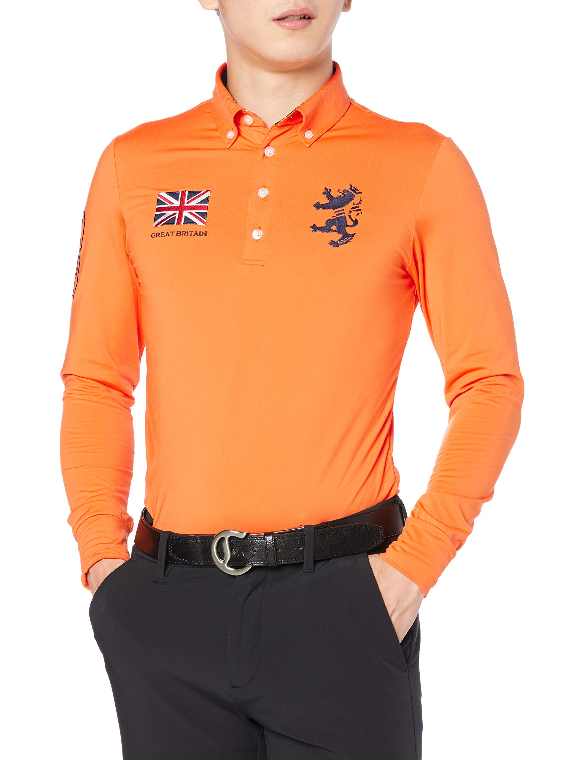 

Admiral Golf Large Flag Polo Shirt Size Original LL to Japanese size Men s ADMA077, 46, Gold, Japan, (equivalent XL)