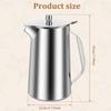 Stainless Steel Water Pitcher with Lid & Handle Large Capacity Cold Drink Kettle Milk Frothing Jug for Beverage Tea Juice Coffee