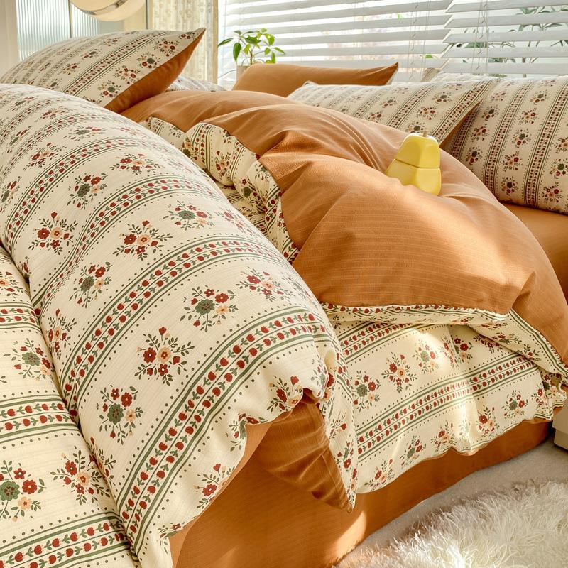 

Комплект из 4 предметов класса А для матери и младенца, маленький, свежий, супермягкий, из пузырчатого хлопка, пододеяльник из стираного хлопка, комплект из 3 предметов для общежития, шляпа для кровати Dormitory Bed 3pc150 * 200