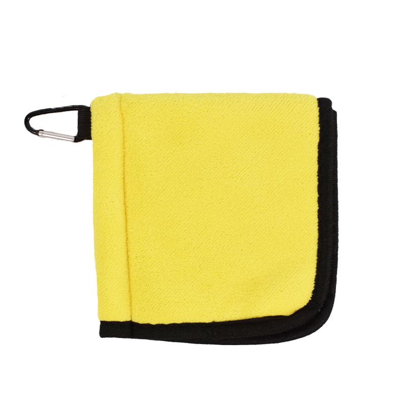 Square Microfiber Golf Ball Cleaning Towel with Carabiner Hook Water Absorption Cleaner Club for Head Wipe Cloth Clean