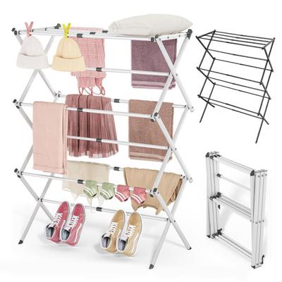 Folding Clothes Drying Rack Retractable Design Easy Installation Collapsible Portable Indoor Outdoor Laundry Rack