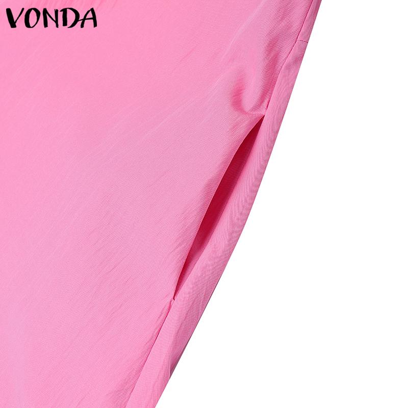 VONDA Women Casual Strap Sleeveless Ruffled Baggy Casual Swing Long Dress