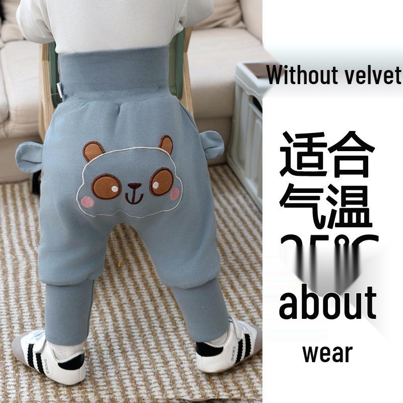 

Детские хлопковые брюки Baby Plus Velvet с высокой талией для малышей мальчиков и девочек - Защита животика, всесезонная носка 73 cm