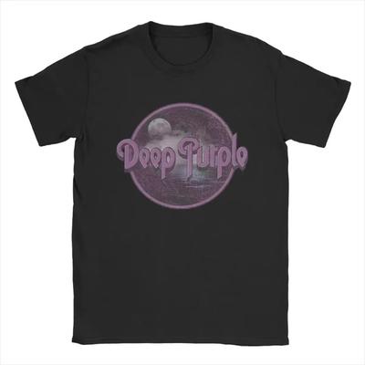 T-shirt Violet Foncé Homme Hauts en Coton Mode Manches Courtes Col Rond T-shirts Idée Cadeau T-Shirt