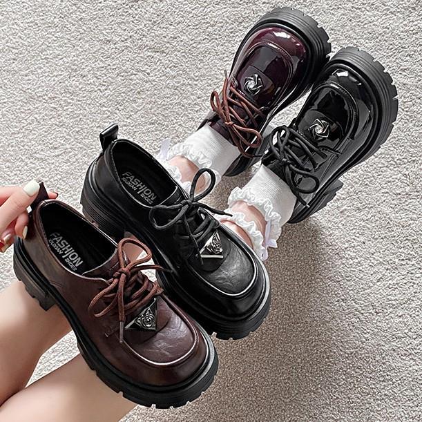 Thick-soled Mary Jane shoes for women's 2025 spring new retro heightening black Japanese jk with skirt light mouth small leather shoes