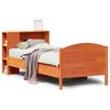 Solid Wood Bed with Shelf Without Mattress Wax Brown 100 x 200 cm
