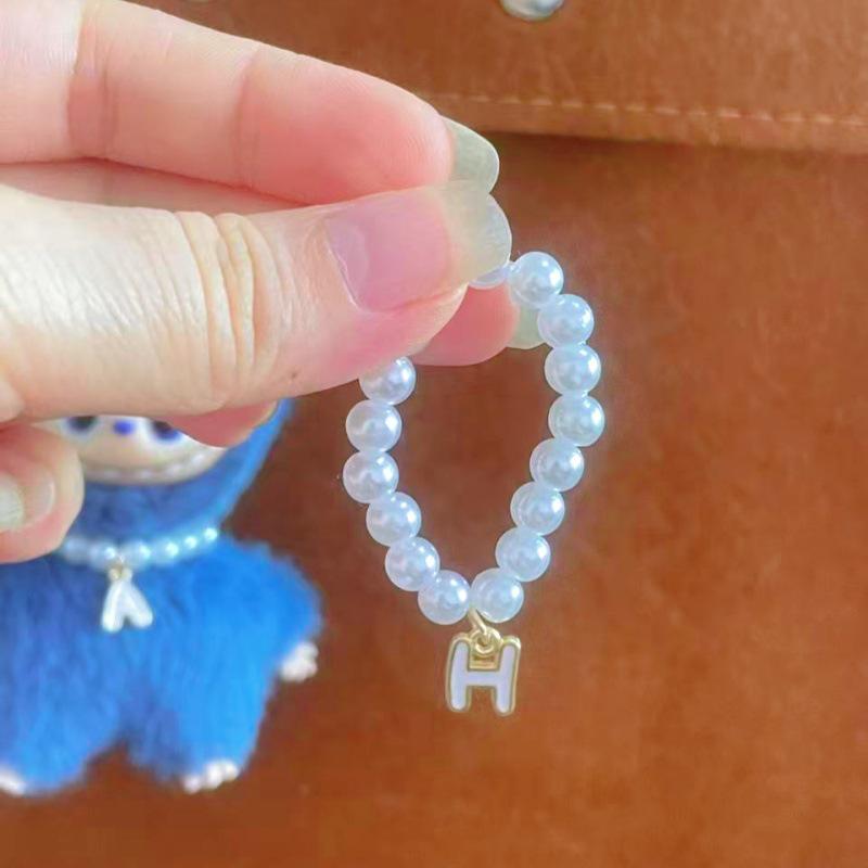 Mini Labubu 4th Gen Pearl Necklace with 26 Letter Pendant and Pendant Accessories for Doll Clothes