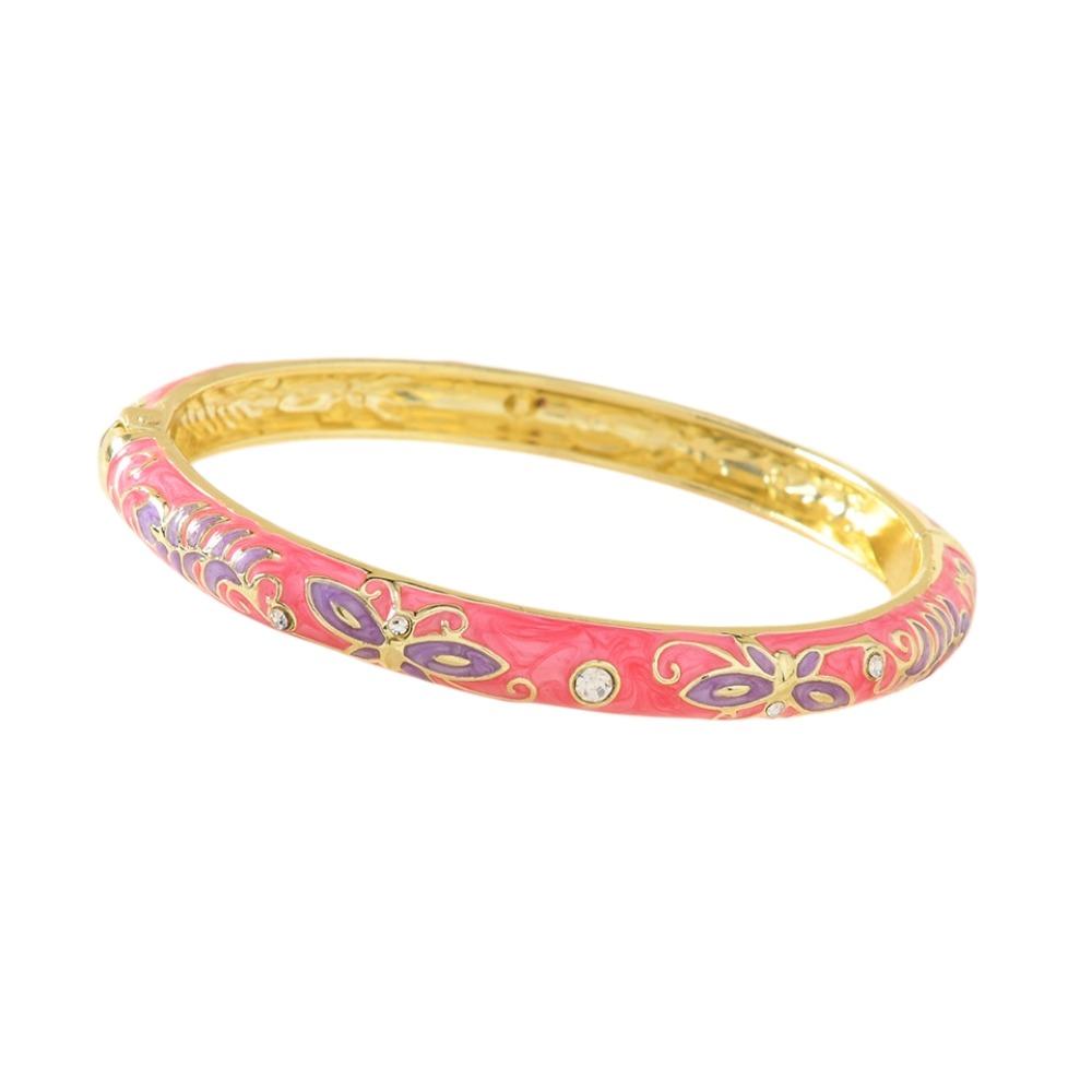 Enamel Vintage Cloisonne Bangle Traditional Butterfly Floral Chinese Flower Bangle Vintage Chinese Women's Hand Bracelet