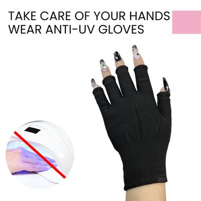 1 Paio Guanti Neri Sottili Anti UV Guanto Scudo Anti Gel UV Nero Senza Dita Manicure Strumenti Nail Art Lampada LED Asciuga Unghie