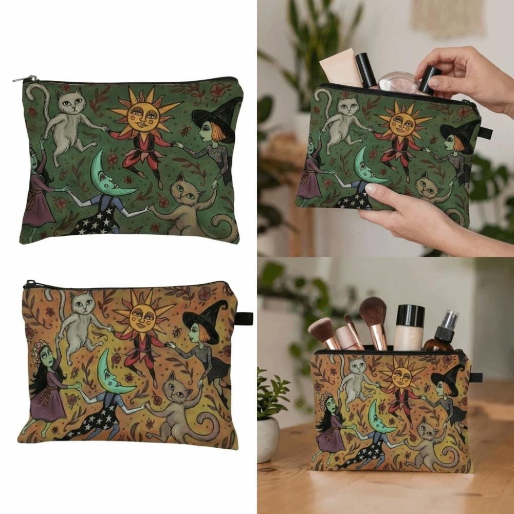 Cat and Moon Design Storage Bag Trendy Forest Bag New Makeup Bag  Student Use