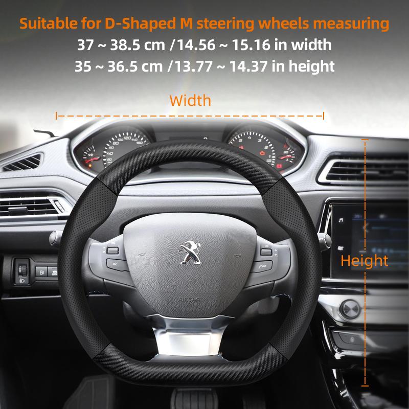 Zkfan8 Geeignet für Peugeot Atmungsaktives Leder Mattes Kohlefaser-Textur Lenkradabdeckung Geeignet für 206 208 3008 308 207