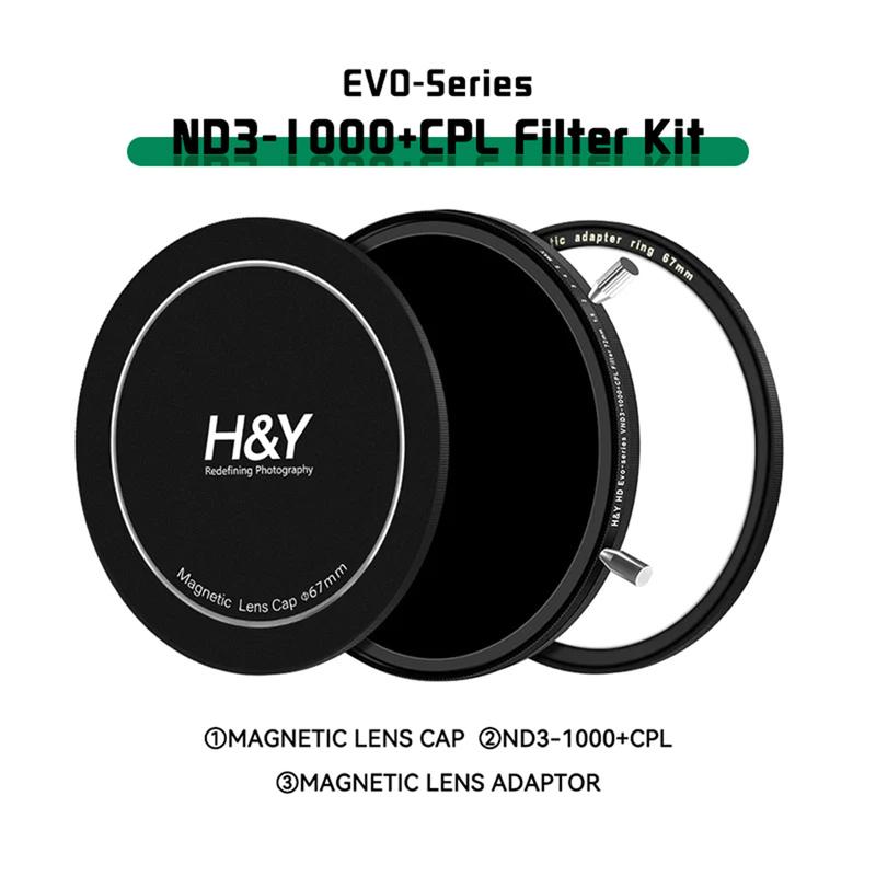 H&Y Evo-series Variable Neutral Density ND Filtes ND3-1000+CPL Filter 2 in 1 Magnetic VND Filters Kit 67mm 72mm 77mm 82mm 95mm 49mm