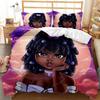 Black Girl Quilt Cover 3D Digital Print Three-Piece Bedding Kit